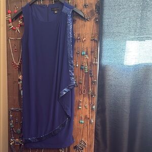 Cachet Blue Asymmetrical One Shoulder Cocktail Dress